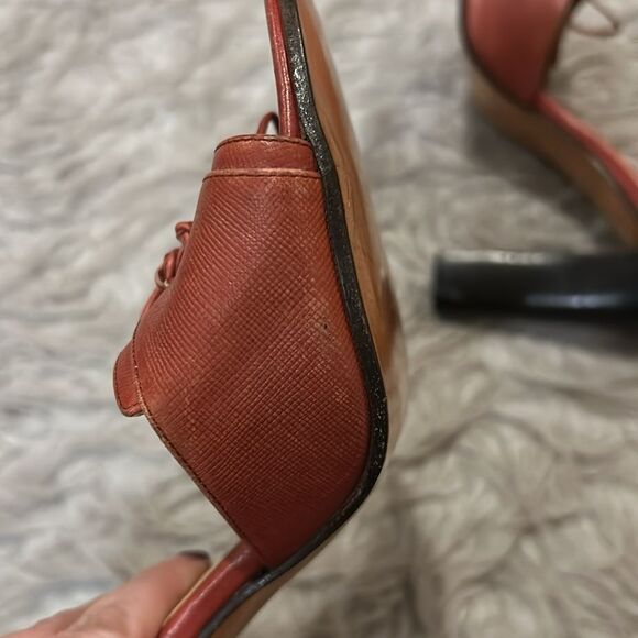 Gucci authentic blondie red and brown tie‎ slip on heel - Picture 7 of 12